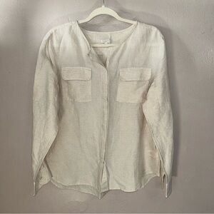 Talbots Beige Linen button up Top